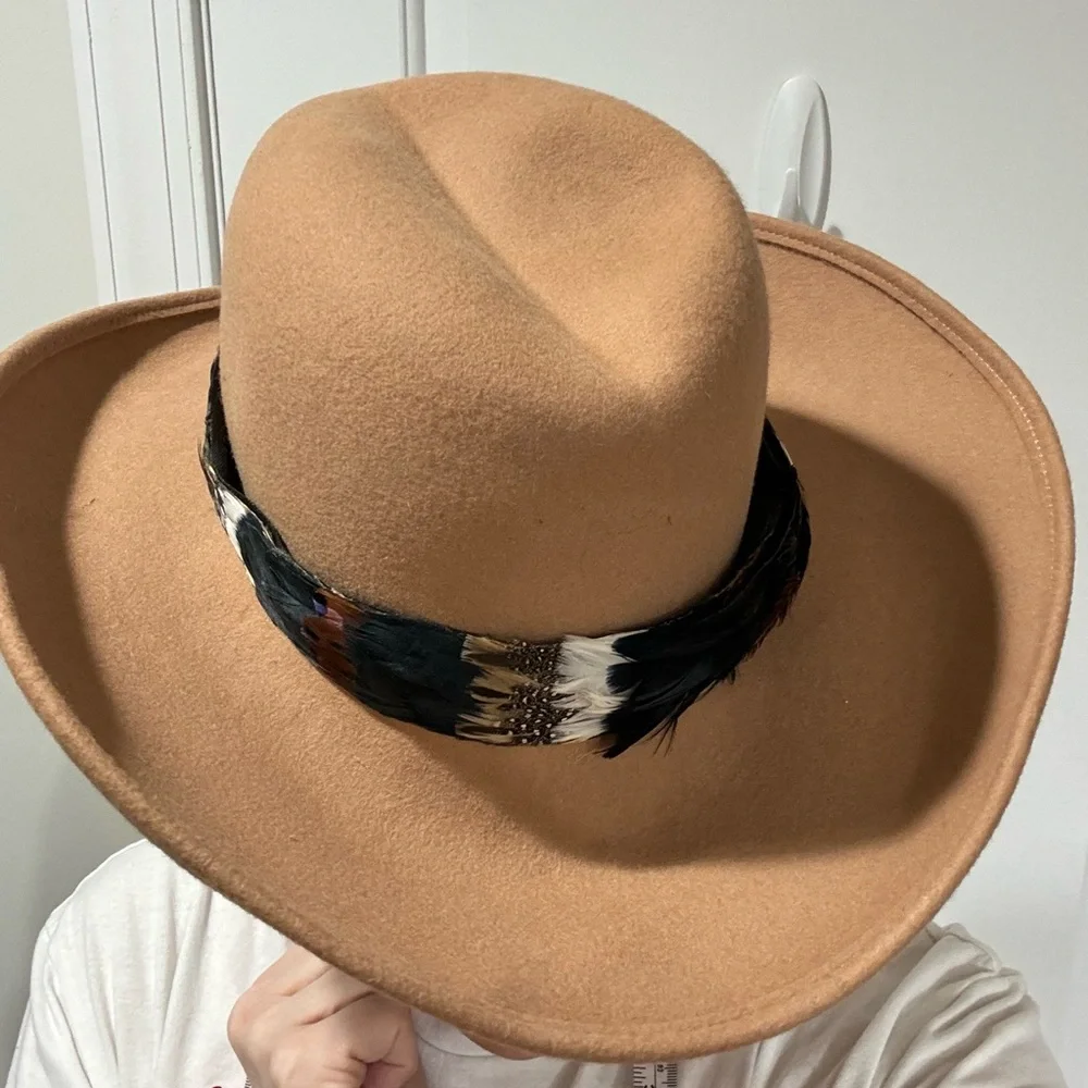 MARCHE’ 100% WOOL FEATHERED HAT - Picture 2 of 8